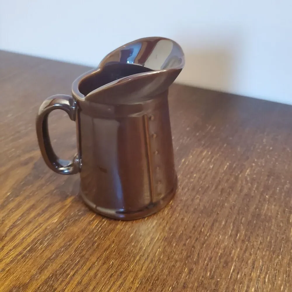 Vintage Ceramic Syrup Serving 2 Pitchers 🐓 Roosters Brown Glaze SET‎